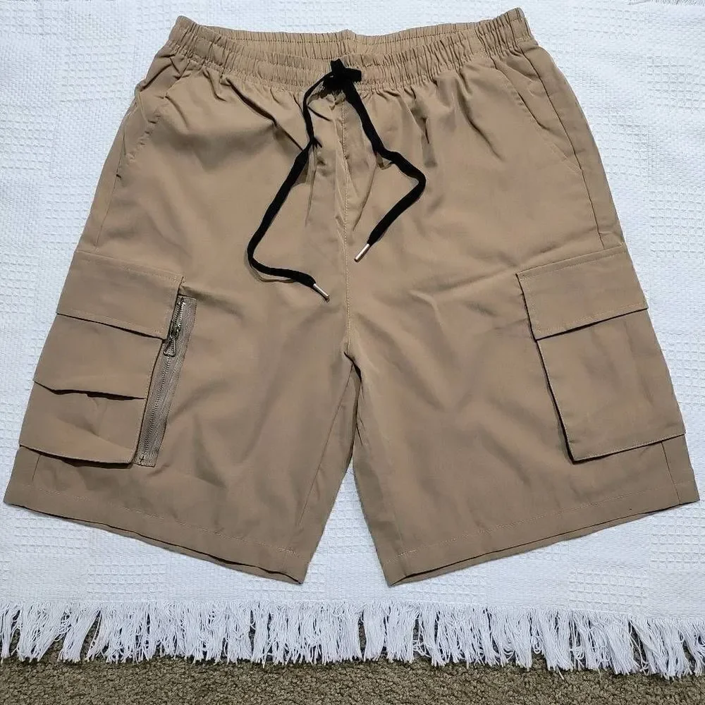Cargo Khaki Multi Pocket Shorts -F